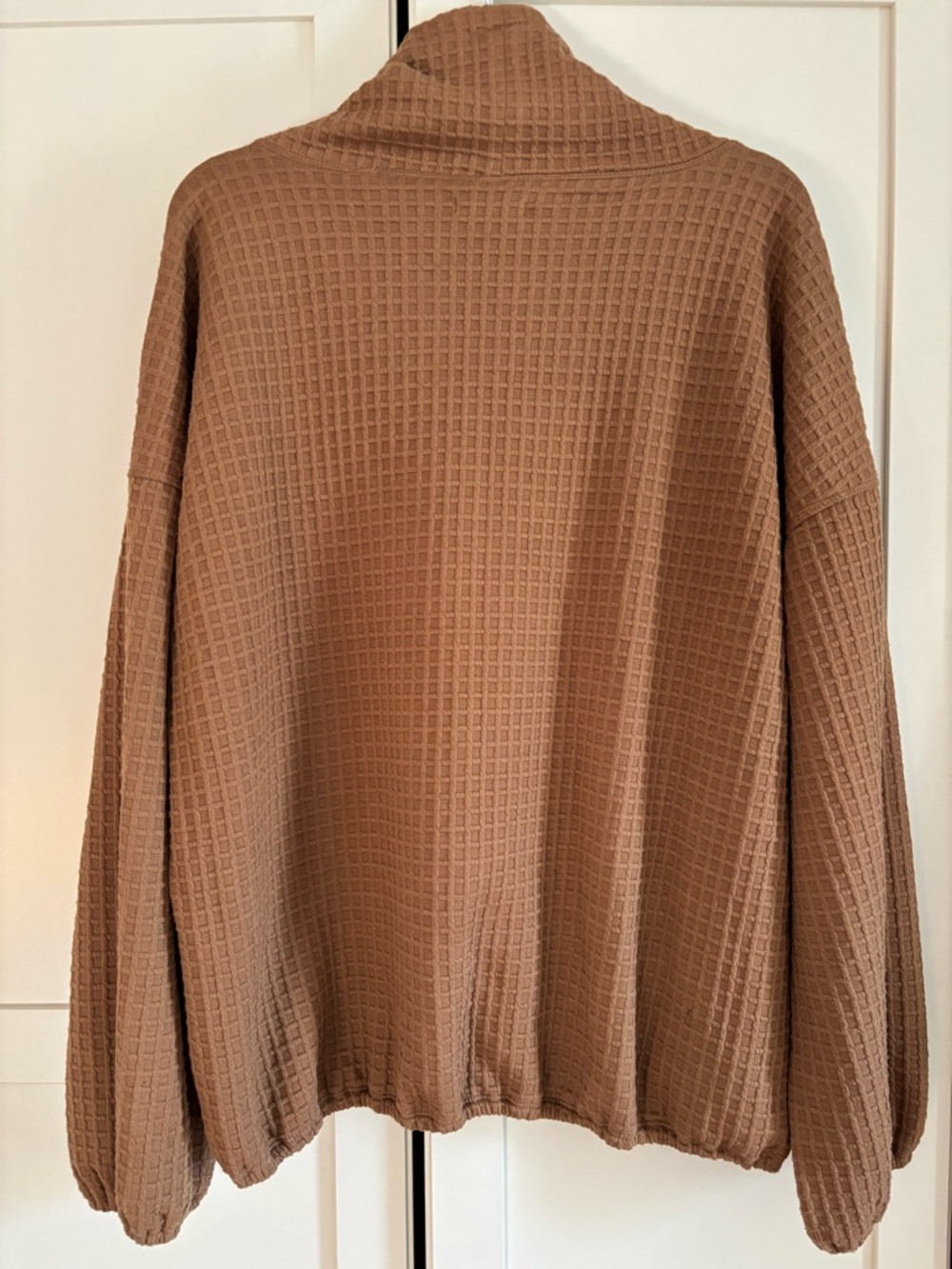 Max Studio Waffle-Knit Hooded Cardigan - Tan - Picture 4 of 4
